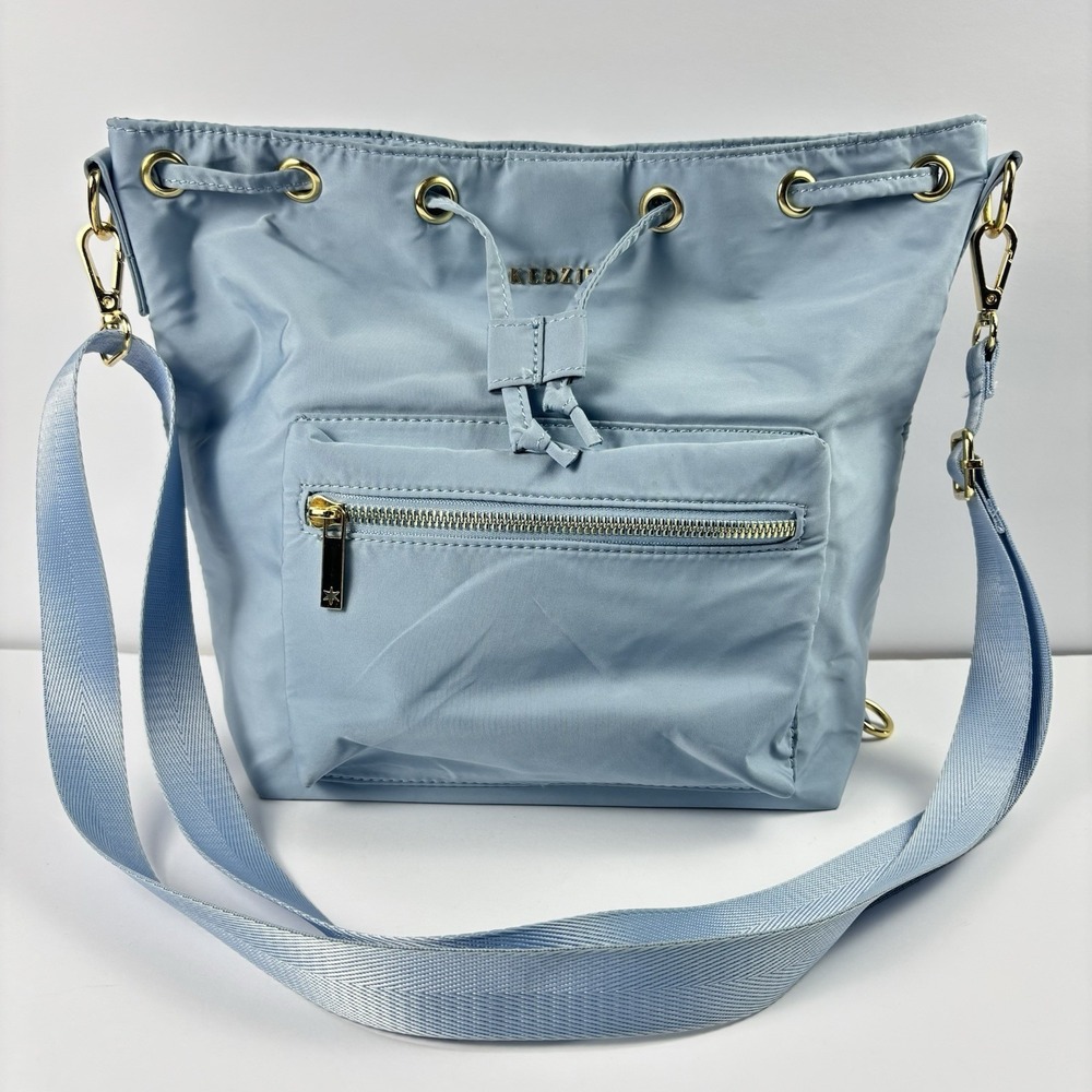 KEDZIE ARIES CONVERTIBLE BUCKET BAG DRAWSTRING SKY BLUE SPRING PURSE TOTE